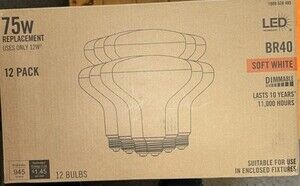 75-Watt Equivalent BR40 Dimmable LED Light Bulb Soft White (12-Pack)